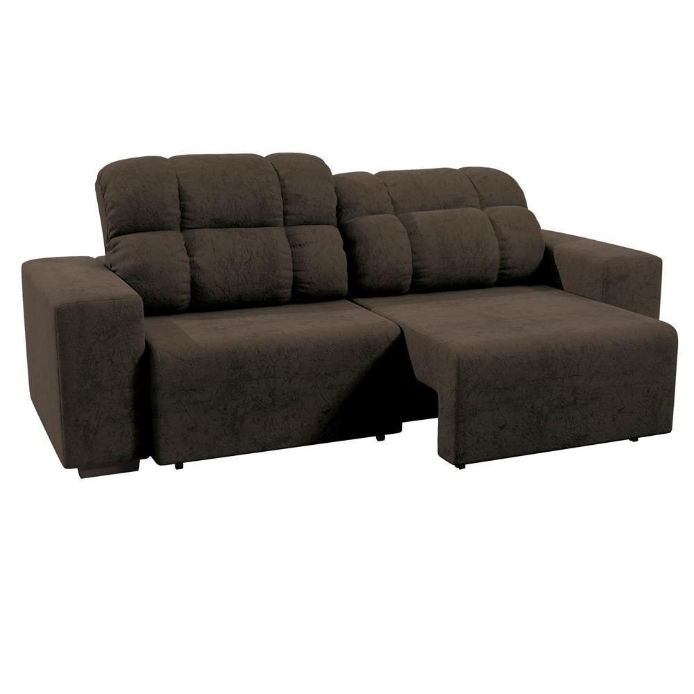 Sofá 4 Lugares Linoforte Versalhes com Assento Retrátil e Encosto Reclinável em Tecido Suede 232 cm de largura