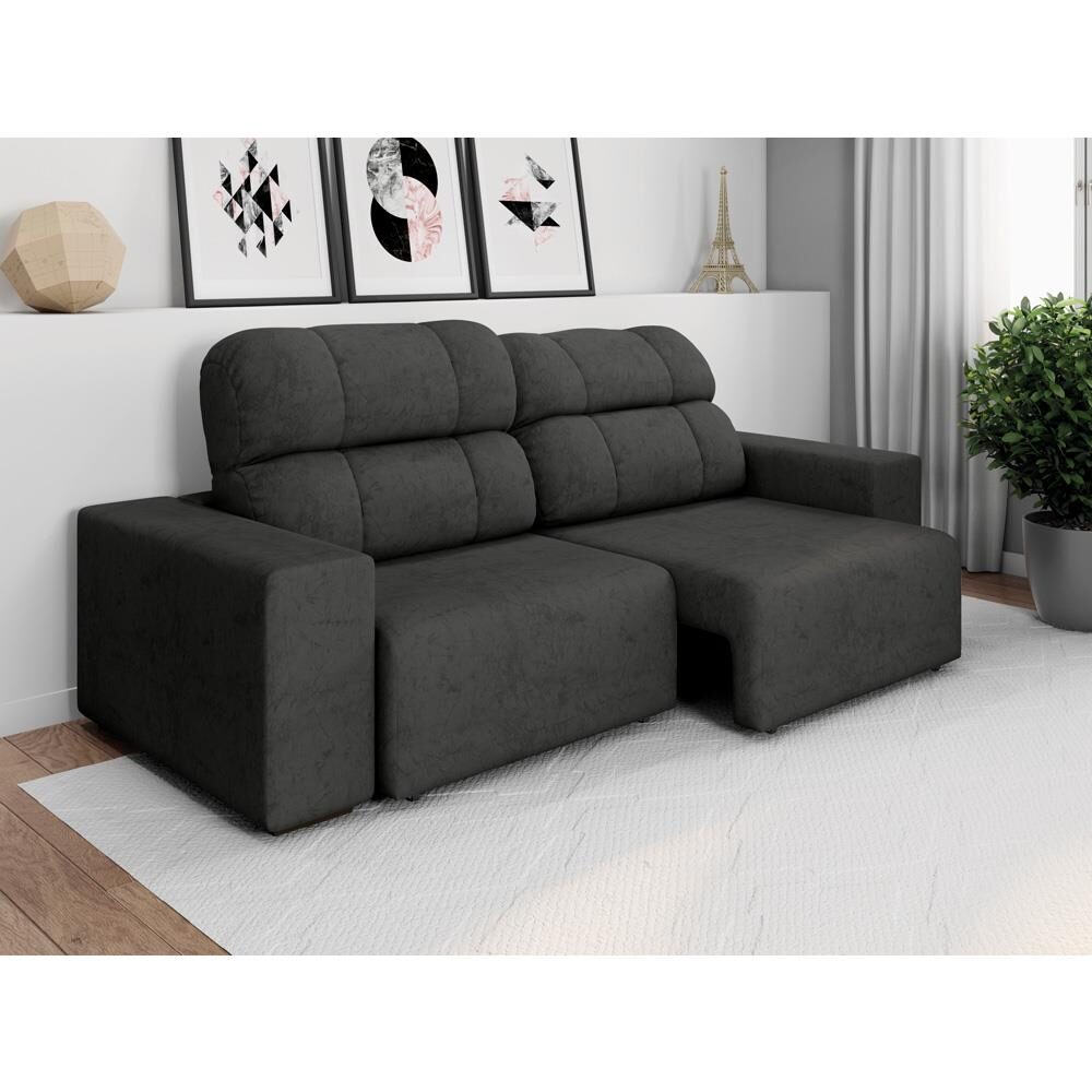 [4 cores] Sofá 4 Lugares Linoforte Versalhes com Assento Retrátil e Encosto Reclinável em Tecido Suede 232 cm de largura