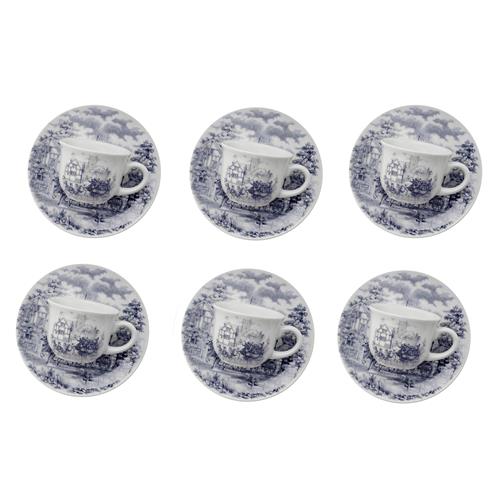 Menor preço em Conjunto de Xícaras para Café Oxford Biona Cena Inglesa com Pires em Cerâmica 75ml – 6 Peças