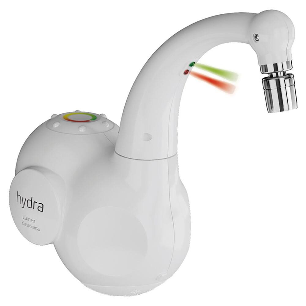 Torneira Eletrônica Lumen ThermoSystem com LED Indicativo de Temperatura, Bica Móvel e Arejador Articulável