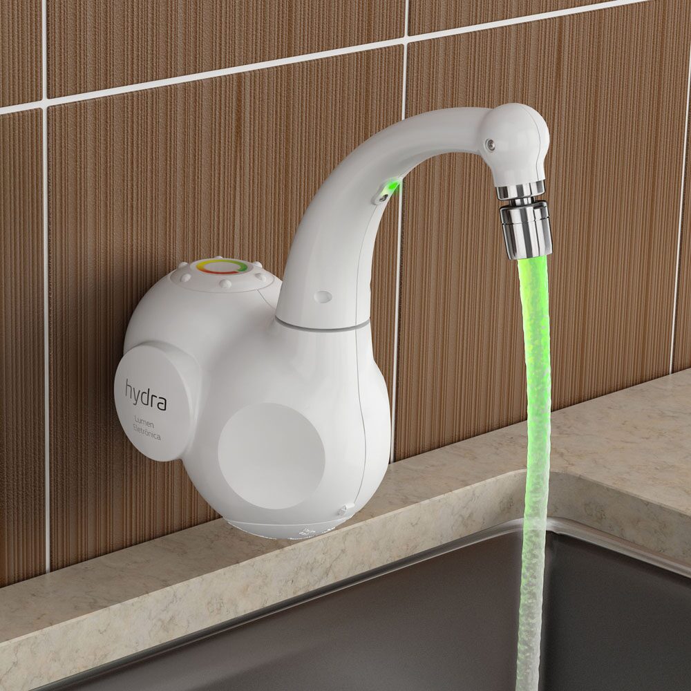Torneira Eletrônica Lumen ThermoSystem com LED Indicativo de Temperatura, Bica Móvel e Arejador Articulável