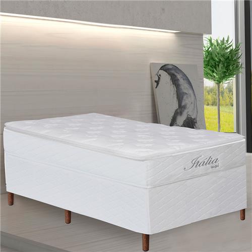 Cama Box Solteiro Umaflex + Colchão para Cama Solteiro Umaflex Itália com Pillow Top e Molas Ensacadas 69x88x188 cm - Branco
