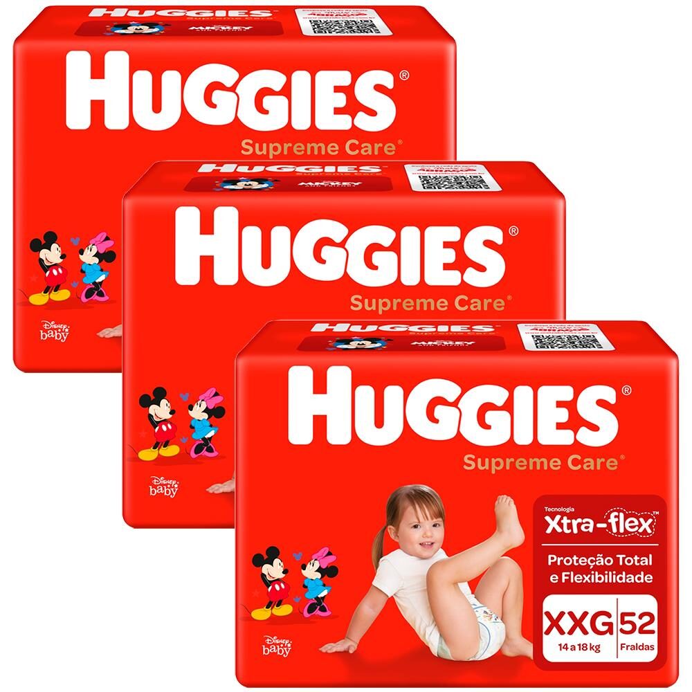Fralda Huggies Turma da Mônica Supreme Care XXG - Kit com 156 Unidades