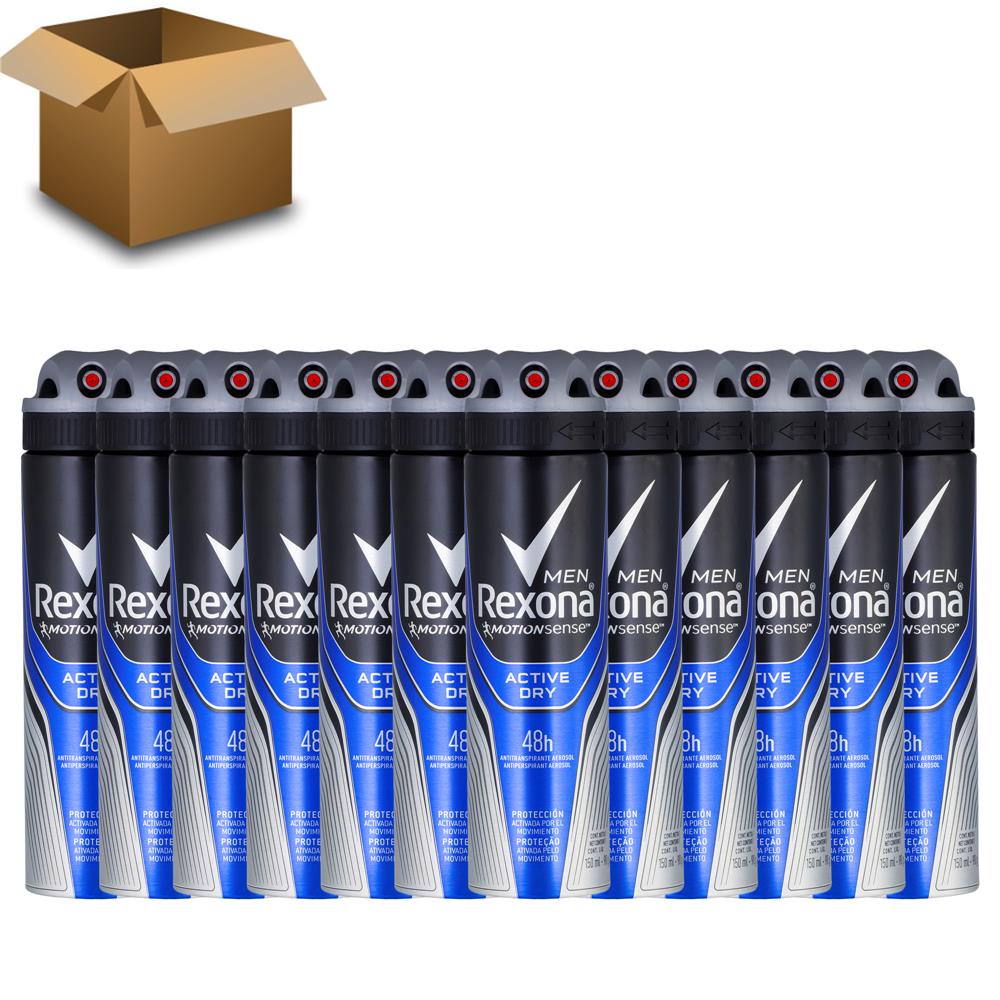 Desodorante Antitranspirante Aerosol Rexona 12 Unidades Men Motionsense Active Dry - 150ml