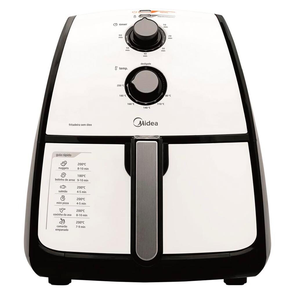 Fritadeira Sem Óleo Midea Liva 4 Litros – Branco/Preto