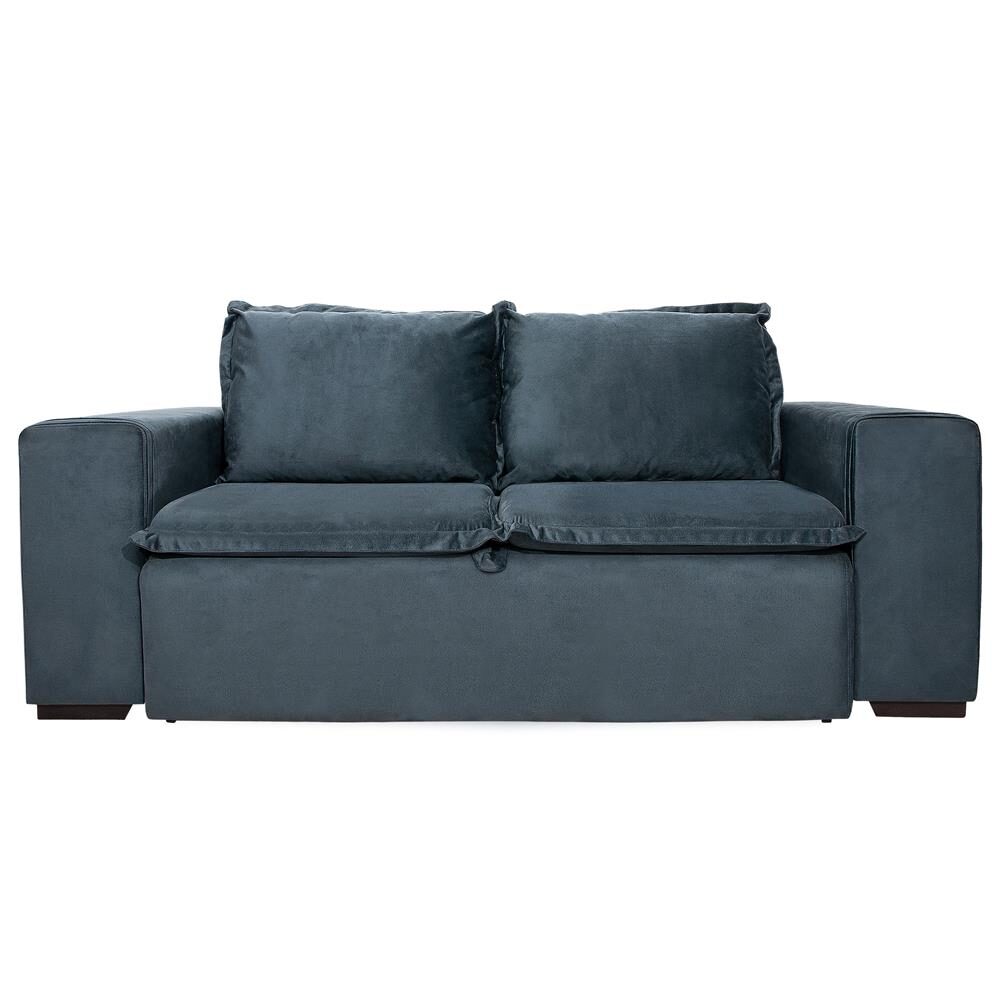Sofácama Casal Luizzi Venice em Suede Azul Petróleo Shopping TudoAzul