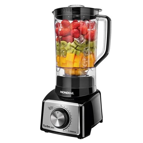 Liquidificador Mondial Turbo Inox L-1000 BI Preto/Inox 1000W Com 12 Velocidades