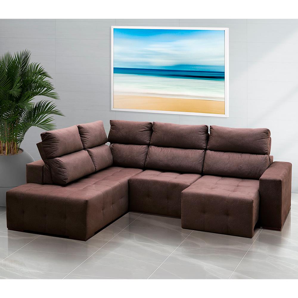 [4 cores] Sofá de Canto Living Riviera Retrátil e Reclinável com Chaise