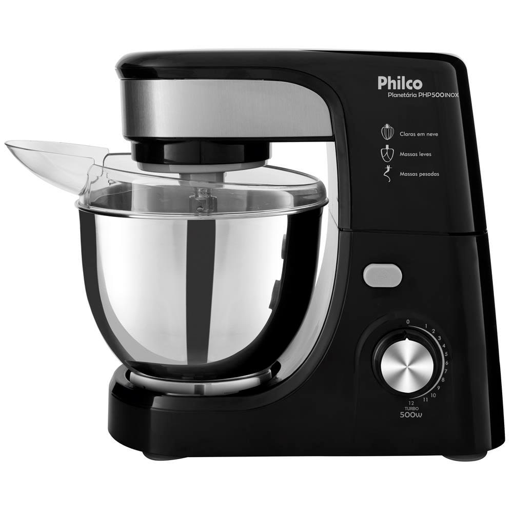 Batedeira Planetária Philco Turbo Inox PHP500 com 11 Velocidades – Preta