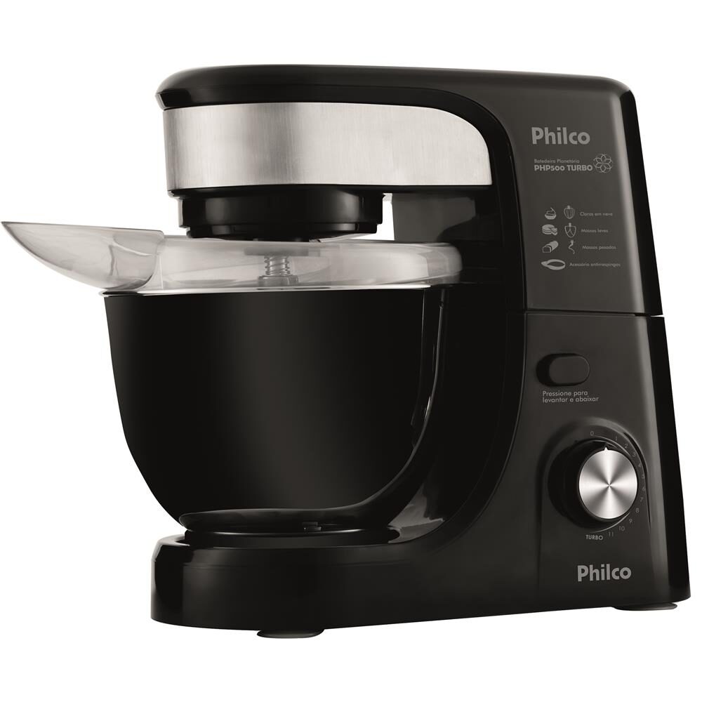 Batedeira Planetária Philco PHP500 Turbo com 11 Velocidades – Preto