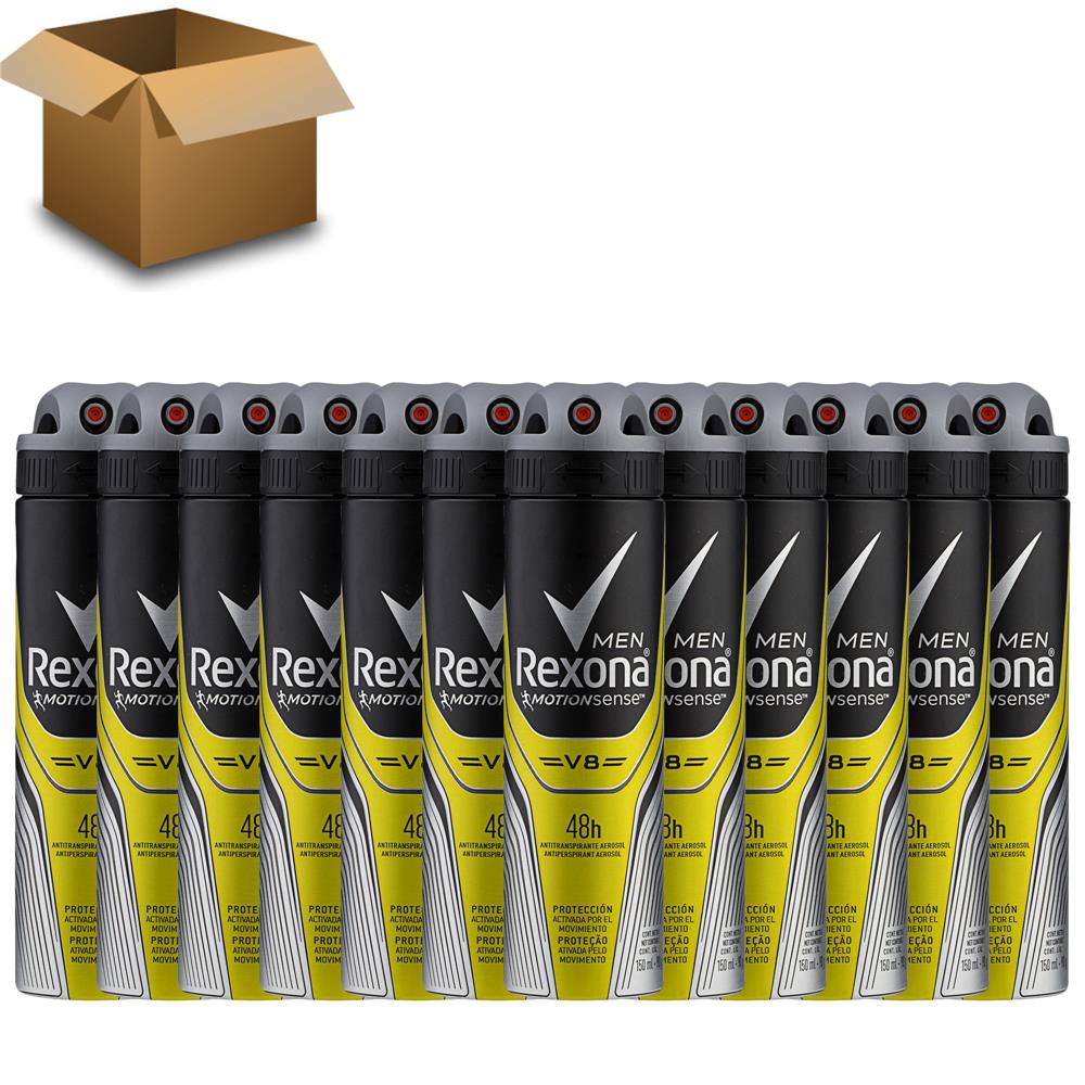 12 Unidades - Desodorante Rexona Motion Sense V8 Aerossol - Antitranspirante Masculino 150ml
