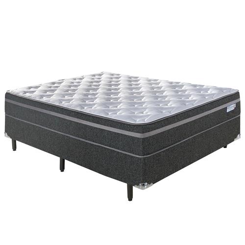 Menor preço em Cama Box de Casal Plumatex + Colchão de Casal Plumatex Pluma Essencial com Pillow Inn e Molas Superlastic 63x138x188 cm - Cinza/Branco