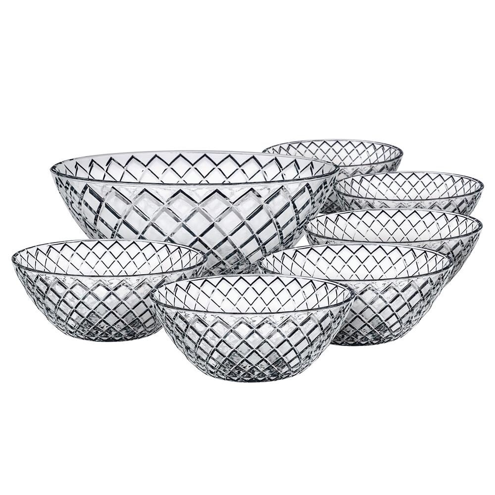 Conjunto de Tigelas Euro Home Diamond em Vidro – 7 Peças