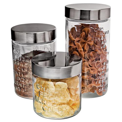 Conjunto de Potes Euro Home Sabores em Vidro e Inox – 3 Peças  é boa?