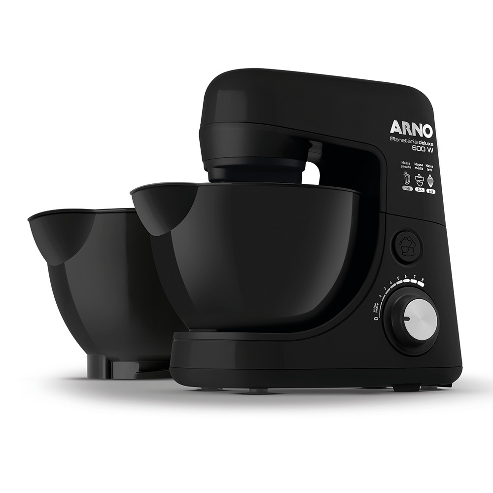 Batedeira Planetária Arno Deluxe SX-31 com 2 Tigelas e 8 Velocidades - Preta - Planetária
