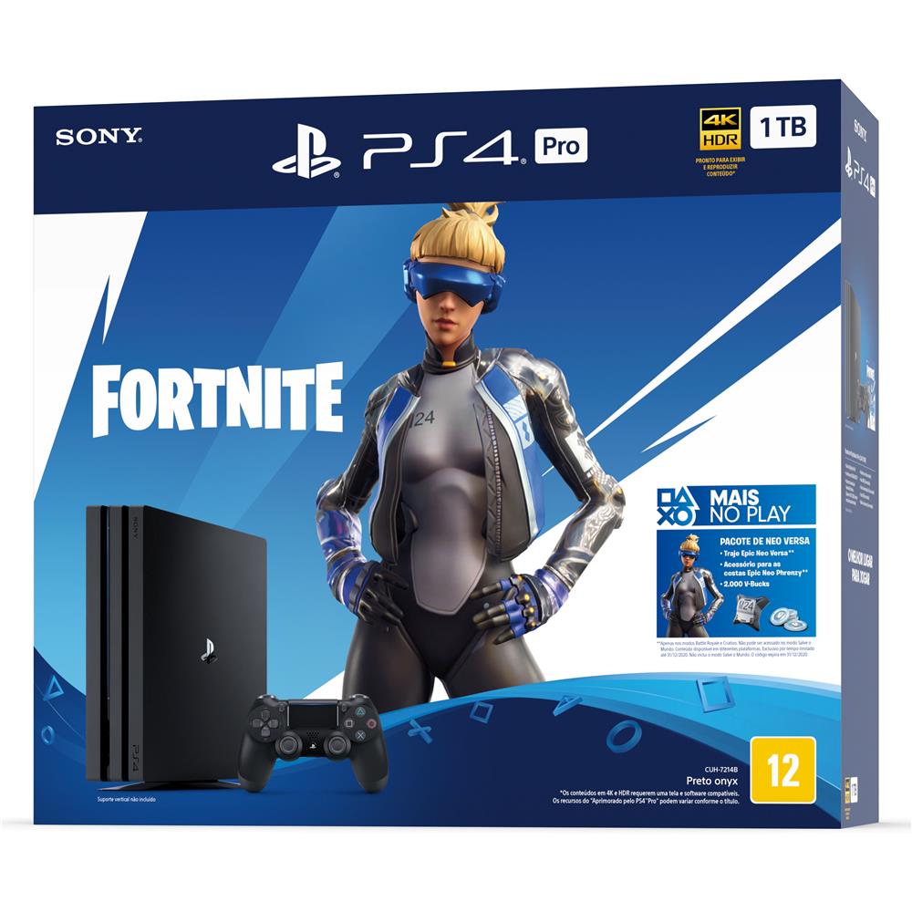 Casas Bahia] Playstation 4 Pro 1 TB + Bundle Fortnite Neo Versa R$ 2.899 em  12x SJ