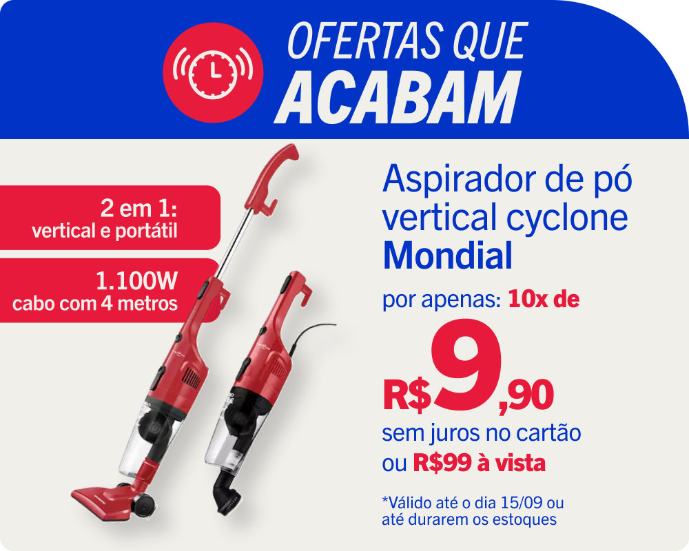 Aspirador de pó vertical cyclone Mondial + por apenas 10x de R$9,90 sem juros no cartão