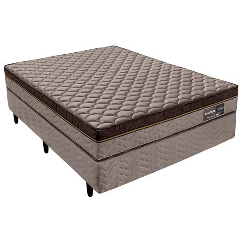 Menor preço em Cama Box de Casal Minaspuma + Colchão de Casal Minaspuma Resistence com Molas Bonnel e Pillow Inn 60x138x188 cm - Bege/Marrom