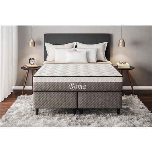 Cama Box Queen + Colchão Biflex Roma com Pillow Inn e Molas Superlastic 66x158x198 cm - Marrom/Branco Menor preço em Cama Box Queen + Colchão Biflex Roma com Pillow Inn e Molas Superlastic 66x158x198 cm - Marrom/Branco