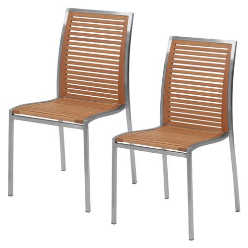 Menor preço em Kit com 2 Cadeiras Fixa Tramontina Empilhável - Madeira/Inox