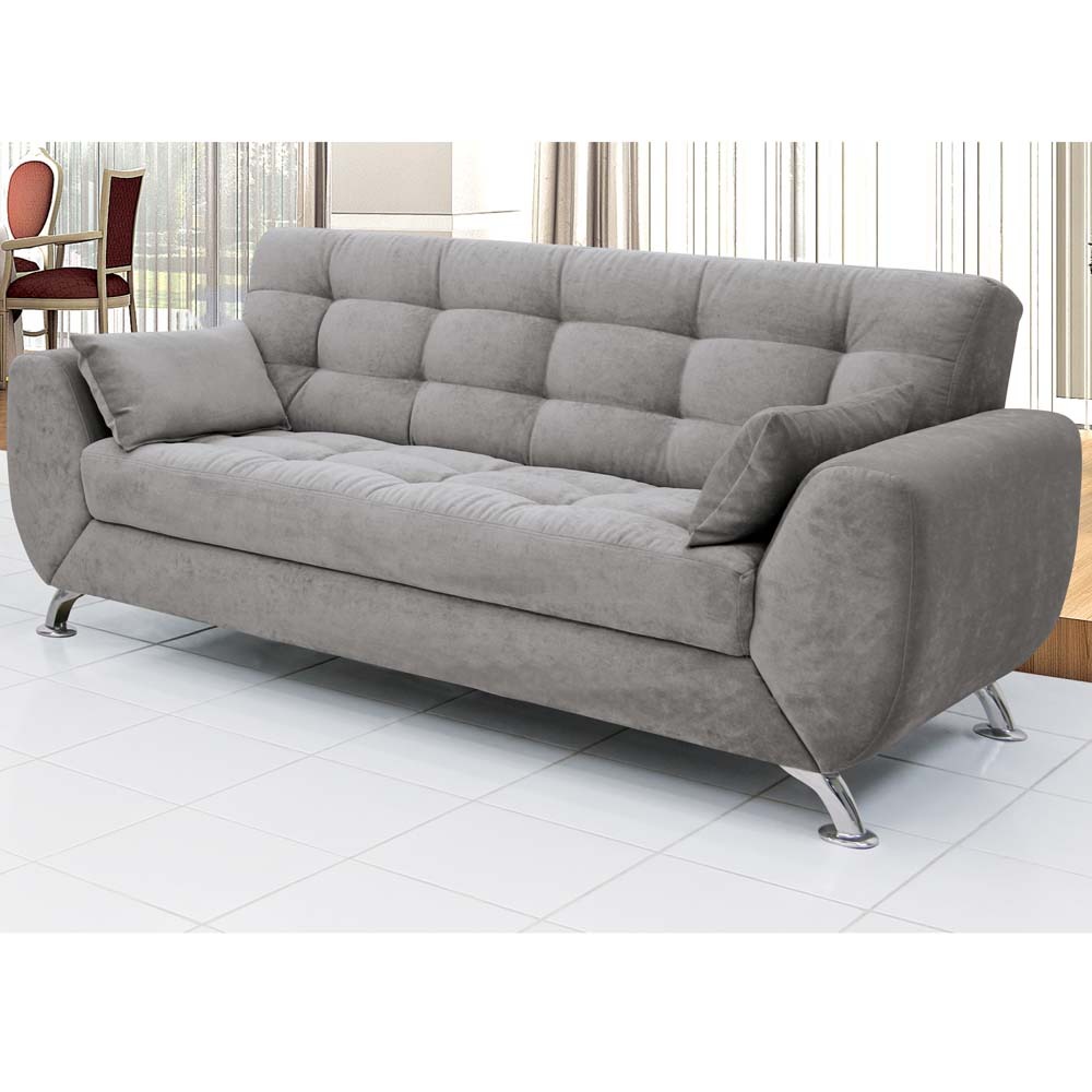 Sofá 3 Lugares Linoforte Larissa em Tecido Suede 204 cm de largura
