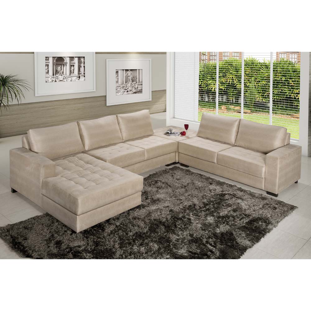 Sofá 4 Lugares American Comfort América + Chaise Lado Esquerdo Sofás