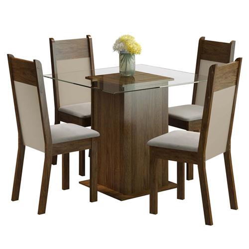 Mesa de Jantar Madesa Miami com 4 Cadeiras em Tecido Suede Menor preço em Mesa de Jantar Madesa Miami com 4 Cadeiras em Tecido Suede