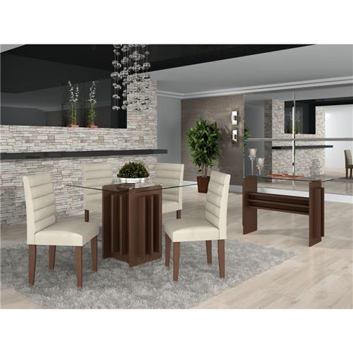 Mesa de Jantar LJ Móveis Infinity com 4 Cadeiras em Suede e Aparador Conjuntos de Mesas e Armario Nenuco Juguettos ~ Mesa de Jantar LJ Móveis Infinity com 4 Cadeiras em Suede e Aparador Conjuntos de Mesas e