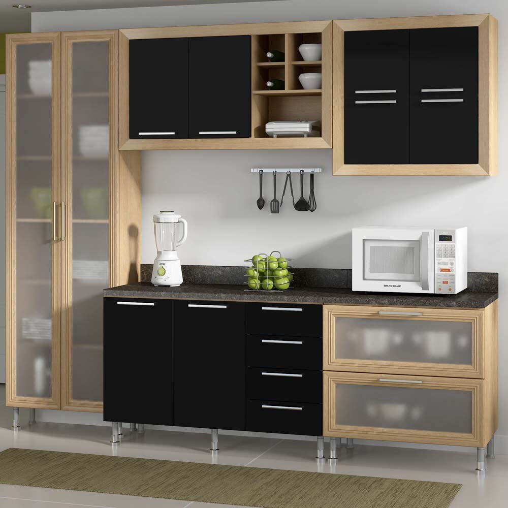 Cozinha Compacta Ditalia Aspen 5 Pe As Carvalho E Preto Cozinha Cozinha Compacta Ditalia Aspen 5 Pe As Carvalho E Preto Cozinha