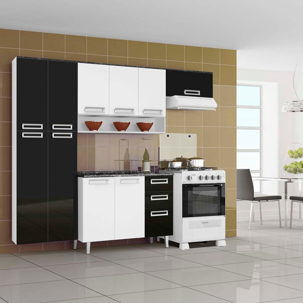 Cozinha Compacta Itatiaia Dakar Com 4 Pe As Branco Preto Cozinha Cozinha Compacta Itatiaia Dakar Com 4 Pe As Branco Preto Cozinha