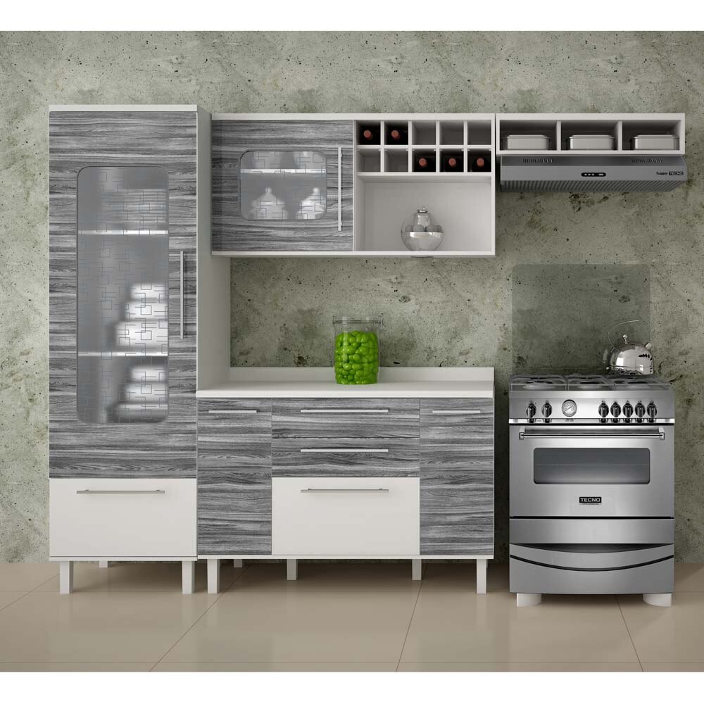 Cozinha Compacta Palmeira T Mara V Com 4 Pe As Branco Gris Cozinha Compacta Palmeira T Mara V Com 4 Pe As Branco Gris