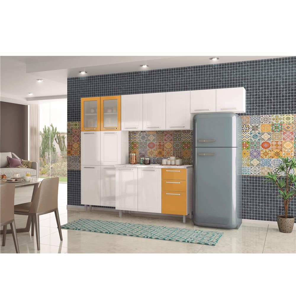 Cozinha Compacta Casamob Quadri Com 4 Pe As Branca Amarela Cozinha Compacta Casamob Quadri Com 4 Pe As Branca Amarela