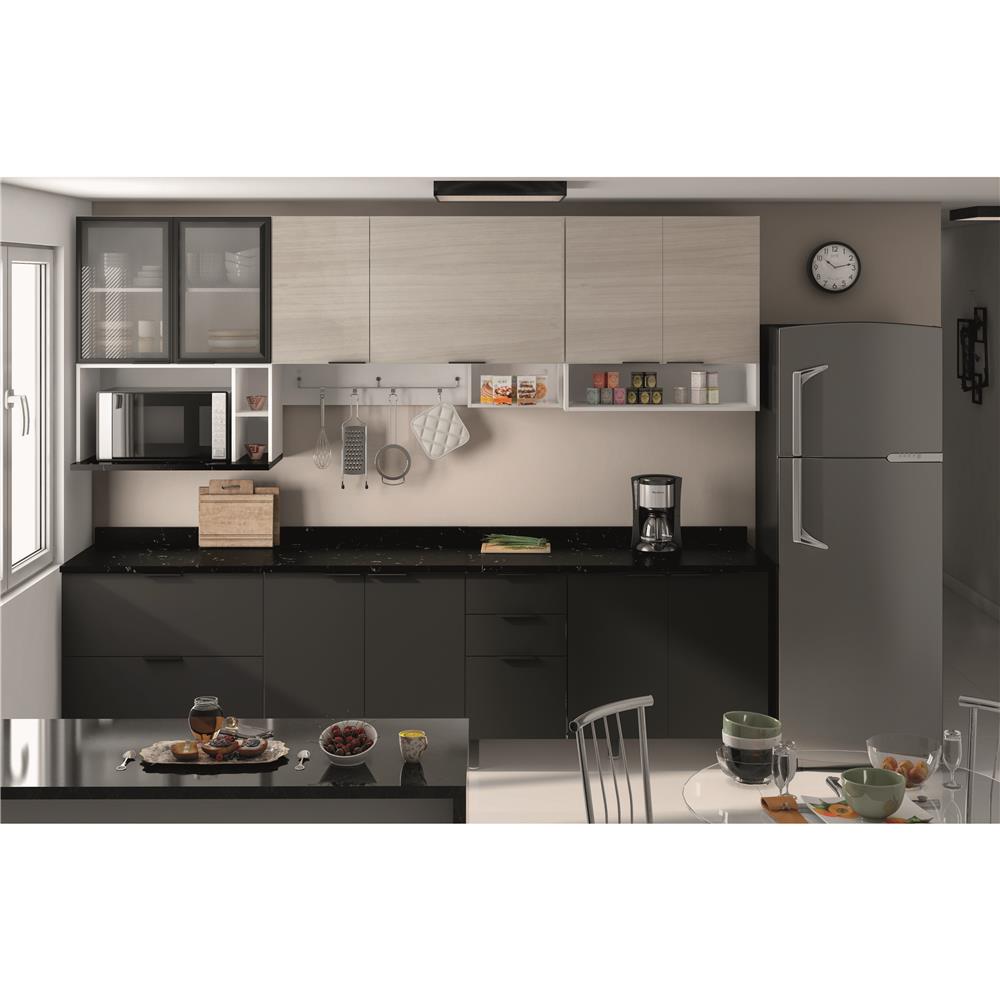 Cozinha Bartira Izabel Com 10 Portas E 5 Gavetas Branca Grafite Cozinha Bartira Izabel Com 10 Portas E 5 Gavetas Branca Grafite