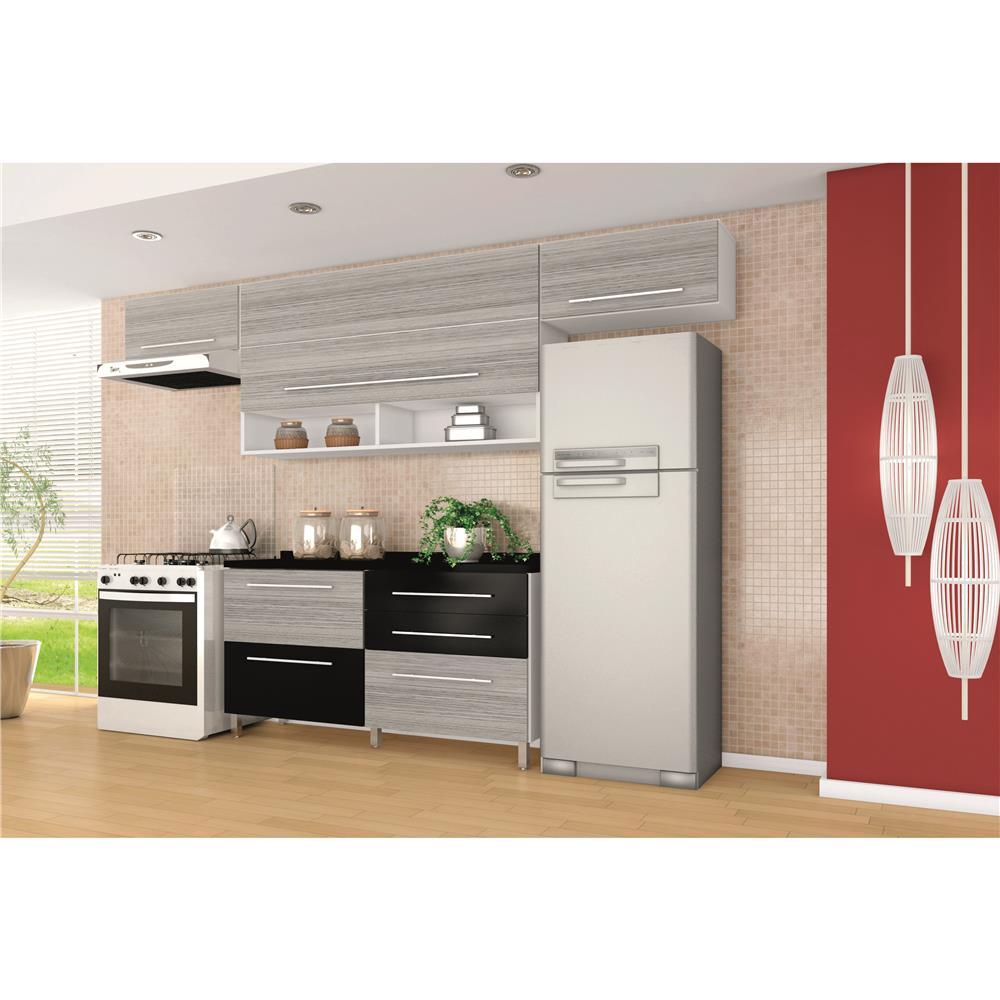 Cozinha Bartira Glamour Com 3 Portas E 5 Gavetas Branco Cinza Cozinha Bartira Glamour Com 3 Portas E 5 Gavetas Branco Cinza
