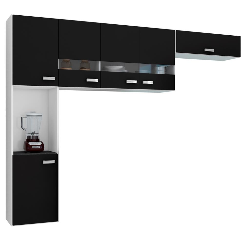 Cozinha Compacta Poquema Julia 405 22 Com 6 Portas Preta Branca Cozinha Compacta Poquema Julia 405 22 Com 6 Portas Preta Branca