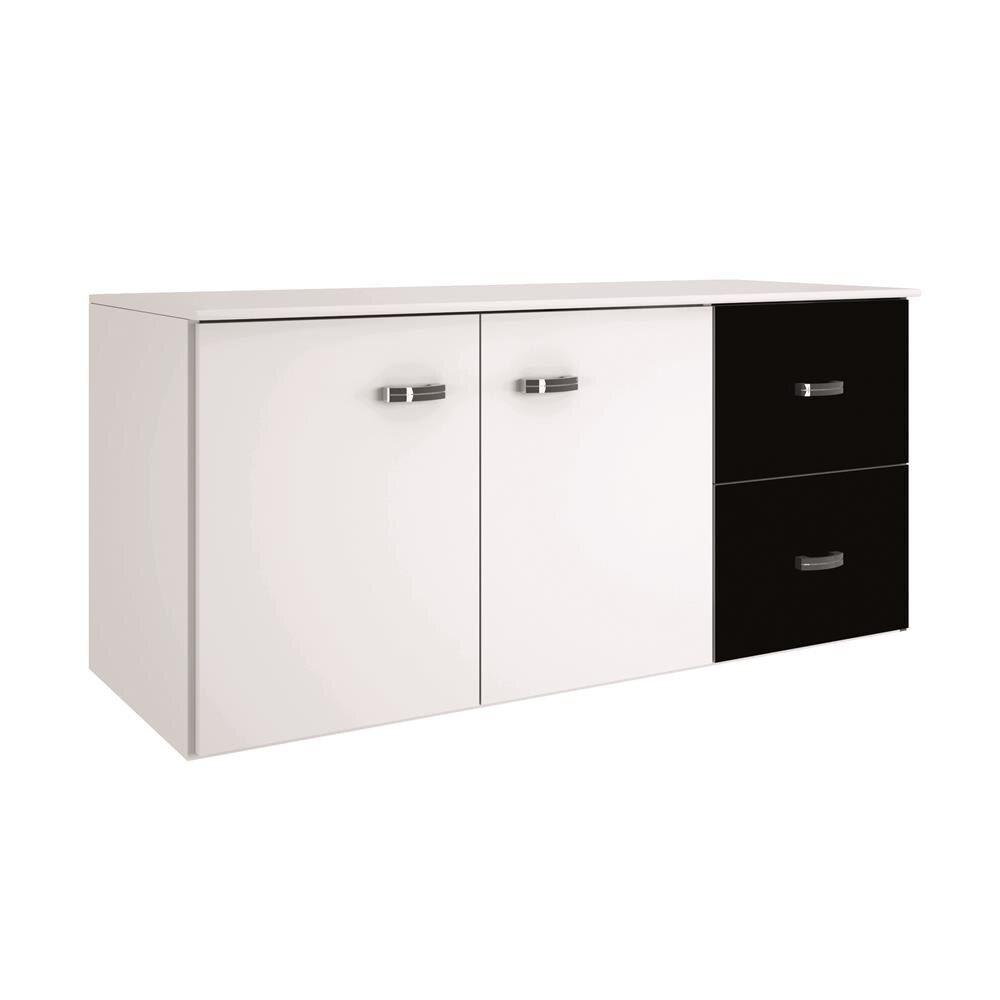 Balc O Poquema Luana Com 2 Portas E 2 Gavetas Branco Preto Balc O Poquema Luana Com 2 Portas E 2 Gavetas Branco Preto