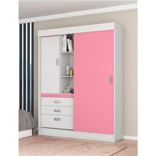 Guarda-Roupa Demóbile Slim Flex com 2 Portas e 3 Gavetas - Branco/Rosa é ruim? Guarda-Roupa Demóbile Slim Flex com 2 Portas e 3 Gavetas - Branco/Rosa é boa?