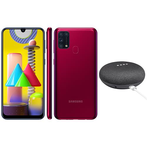 Smartphone Samsung Galaxy M31 Rosa 128GB + Google Nest Mini Preto Menor preço em Smartphone Samsung Galaxy M31 Rosa 128GB + Google Nest Mini Preto