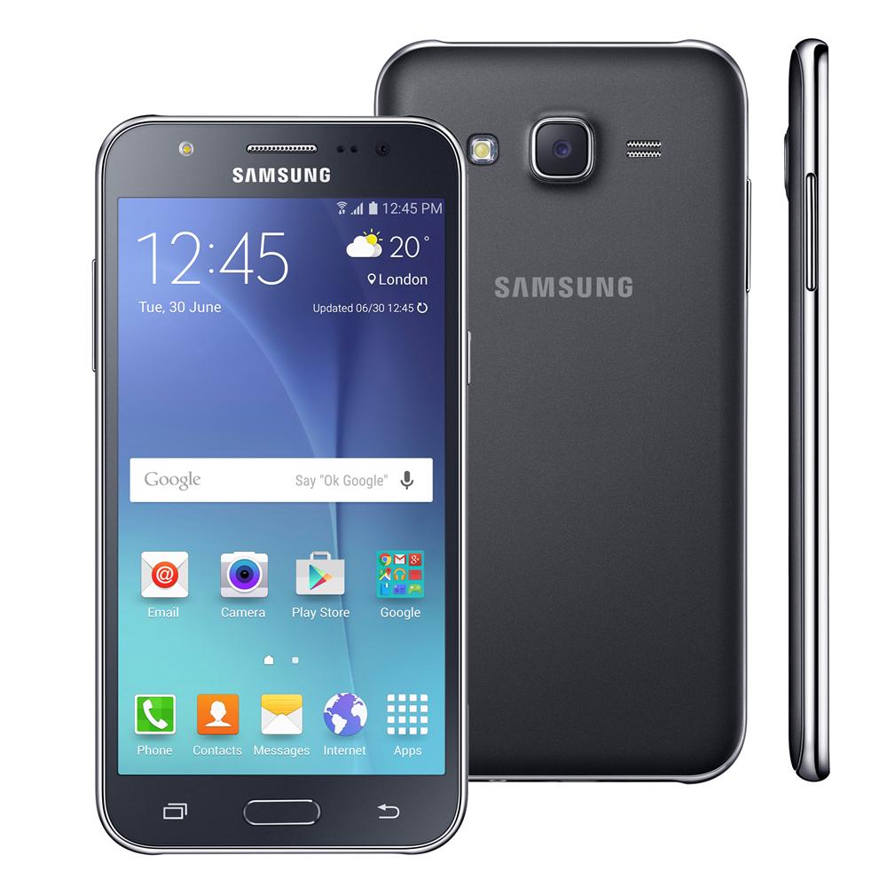 Smartphone Samsung Galaxy J5 Duos Preto com Dual chip, Tela 5.0quot;,
4G, Câmera 13MP, Android 5.1 e