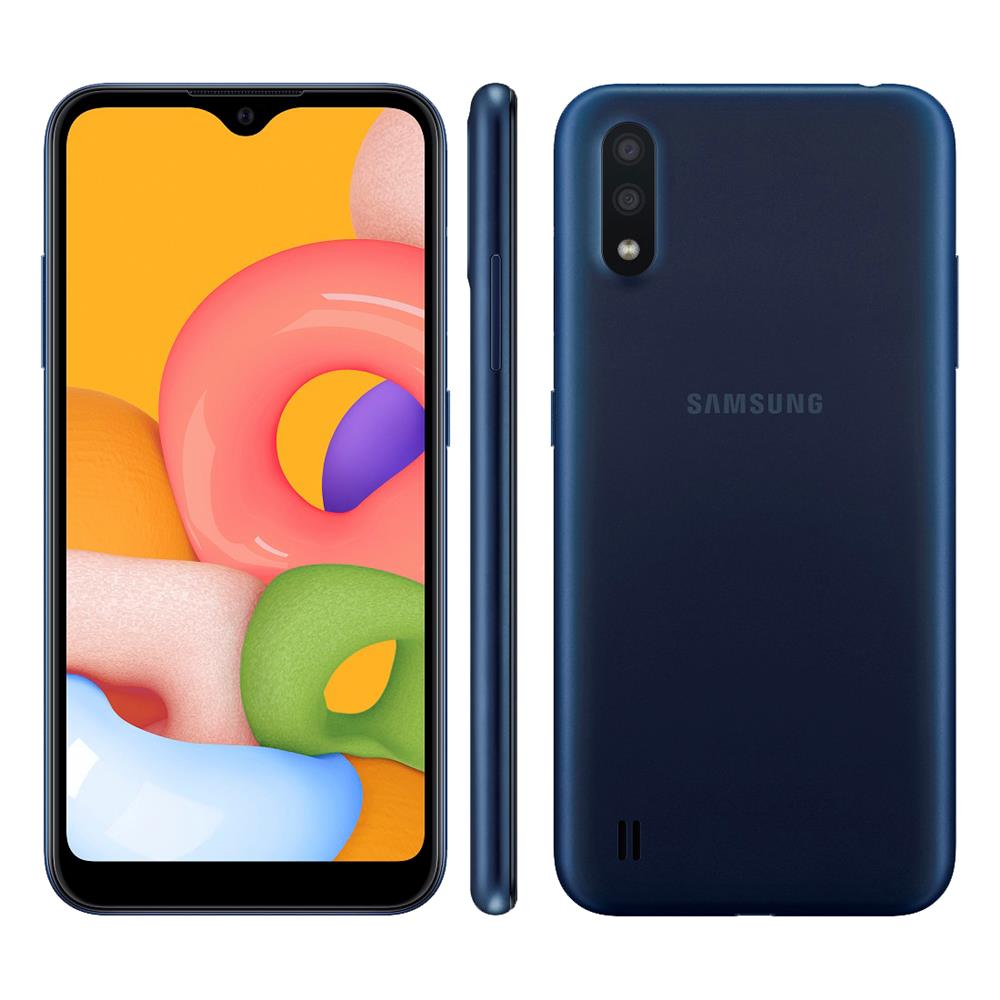 Smartphone Samsung Galaxy A01 Azul 32GB, Tela Infinita de 5.7", Câmera Traseira Dupla, Android 10.0, Dual Chip e Processador Octa-Core - Android | Casas Bahia | 13115693