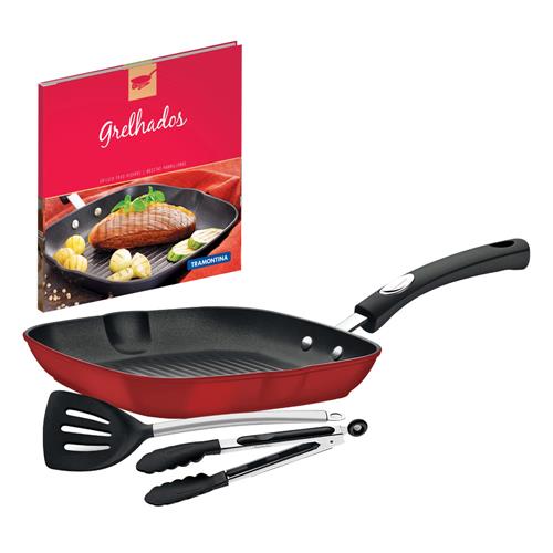 Bistequeira Tramontina Mônaco Vermelha 24cm Com Utensílios de Silicone e Um Exclusivo Livro de Receitas Para Grelhados - 3 Peças é boa?