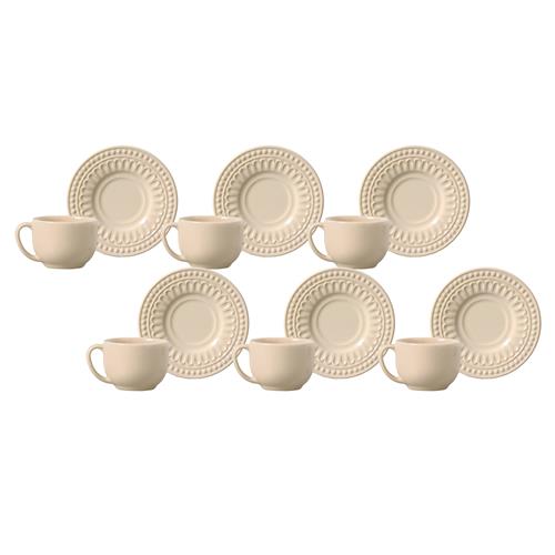 Menor preço em Conjunto de Xícaras para Chá Porto Brasil Pérgamo com Pires em Faiança Feldspática Cru 161ml - 6 Peças