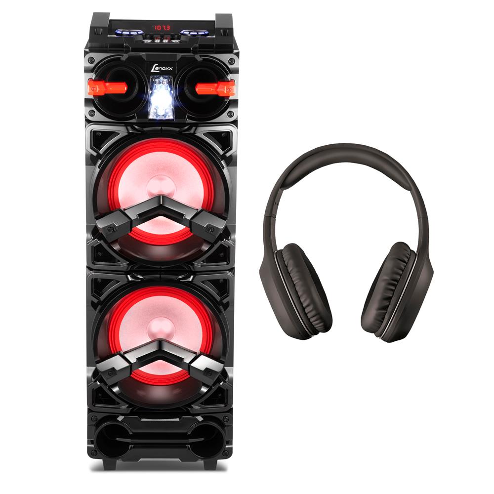 Caixa de Som Amplificada Lenoxx CA3900 Bluetooth 800W + Headphone POP Bluetooth Multilaser
