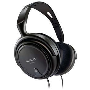 Fone de Ouvido Philips SHP2000 Preto com Espuma Aveludada + Plug Adaptador de 3,5 a 6,3mm