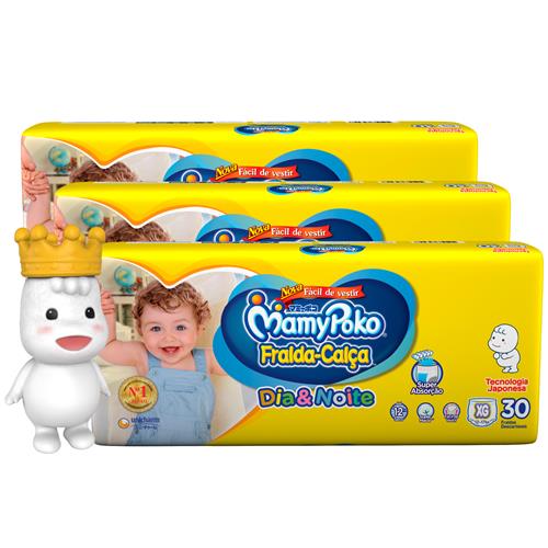 Kit Fralda-Calça MamyPoko Dia & Noite XG com 90 Unidades + Mascote Poko-Chan Príncipe MamyPoko Branco Menor preço em Kit Fralda-Calça MamyPoko Dia & Noite XG com 90 Unidades + Mascote Poko-Chan Príncipe MamyPoko Branco