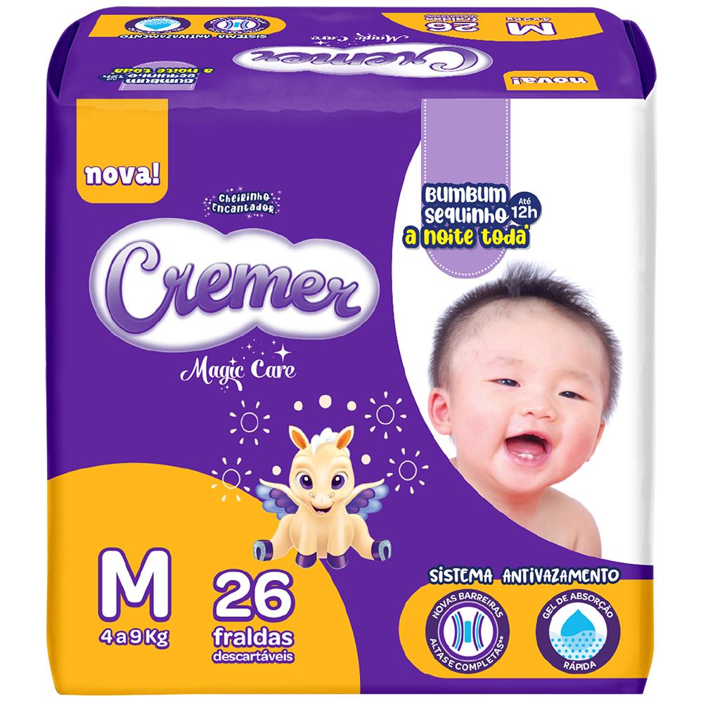 FRALDA DESCARTÁVEL INFANTIL CREMER M PACOTE 26  (7898133019562)