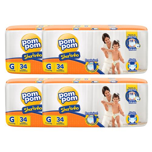 Fralda Pom Pom Shortinho Jumbo com 136 Unidades - Tamanho G é boa?