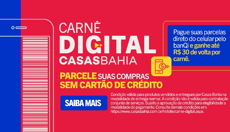 O Carnê digital nada mais é que um boleto digital utilizado nas compras online pelo App ou no Site Casas Bahia
