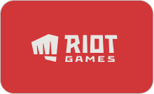 A imagem mostra o logo da Riot e vai para o link dos cards da Riot