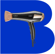 Imagem ilustrativa de um secador com link para o departamento de Beleza e Saúde